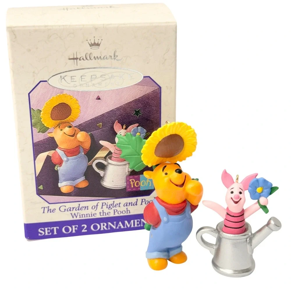 Hallmark Keepsake 1998 Winnie the Pooh Piglet Garden Ornament Set of 2 with Box